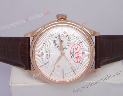 Rolex Geneve Cellini Date Rose Gold Case Watch Best Replica